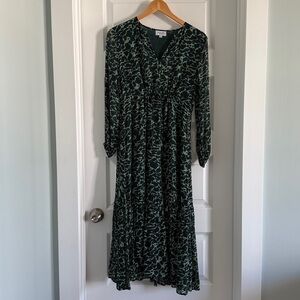 Green Leaf Print Maxi/Midi Dress